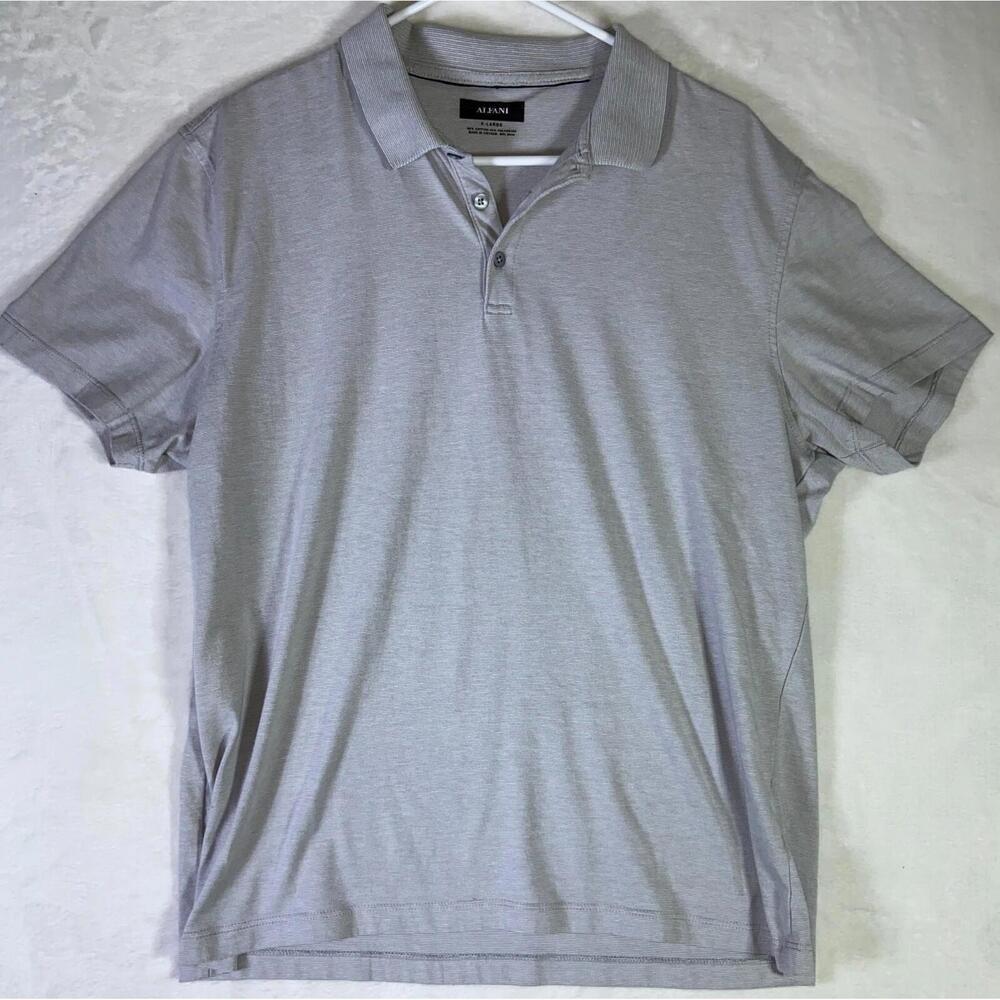Alfani Polo Shirt Mens Gray Rugby Outdoor Casual Cotton Poly Blend XLarge